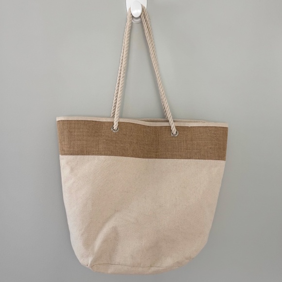 Jute Canvas Rope Tote Bag - Picture 2 of 11